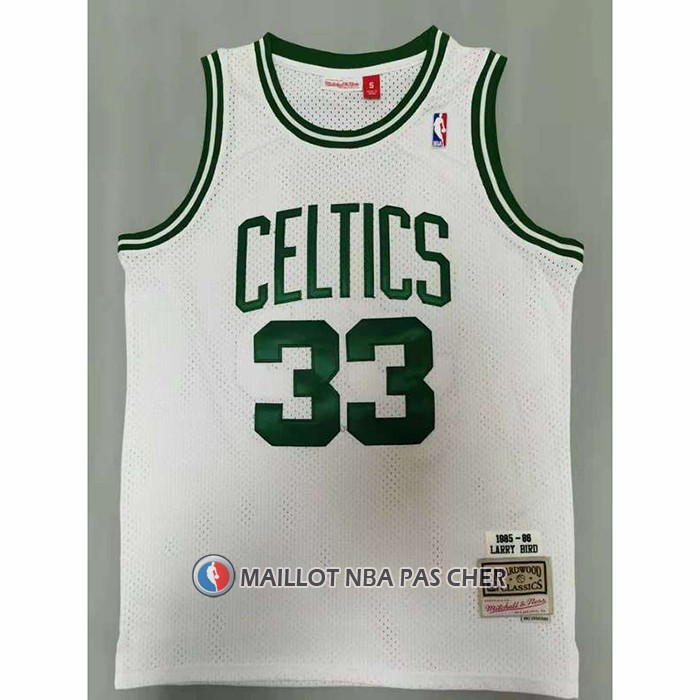 Maillot Boston Celtics Larry Bird NO 33 Mitchell & Ness 1985-86 Blanc